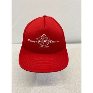 Barney's Boats Inc. Canada Vintage Trucker Hat Red Polyester Snapback Cap